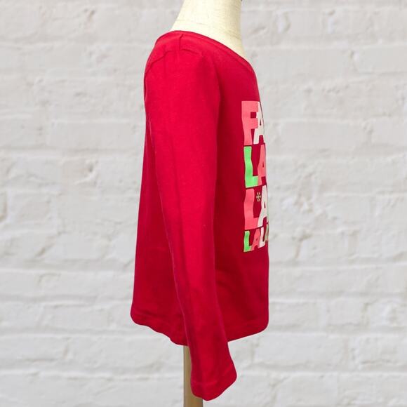 Y2K Fa La La Red Glitter Christmas Tee Kids 4/5 Like New - Picture 4 of 8